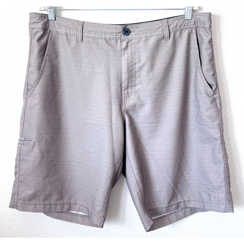 DaHui Board Shorts Swim Trunks Mens Size 38 Tan Hybrid Collection Unlined Stripe